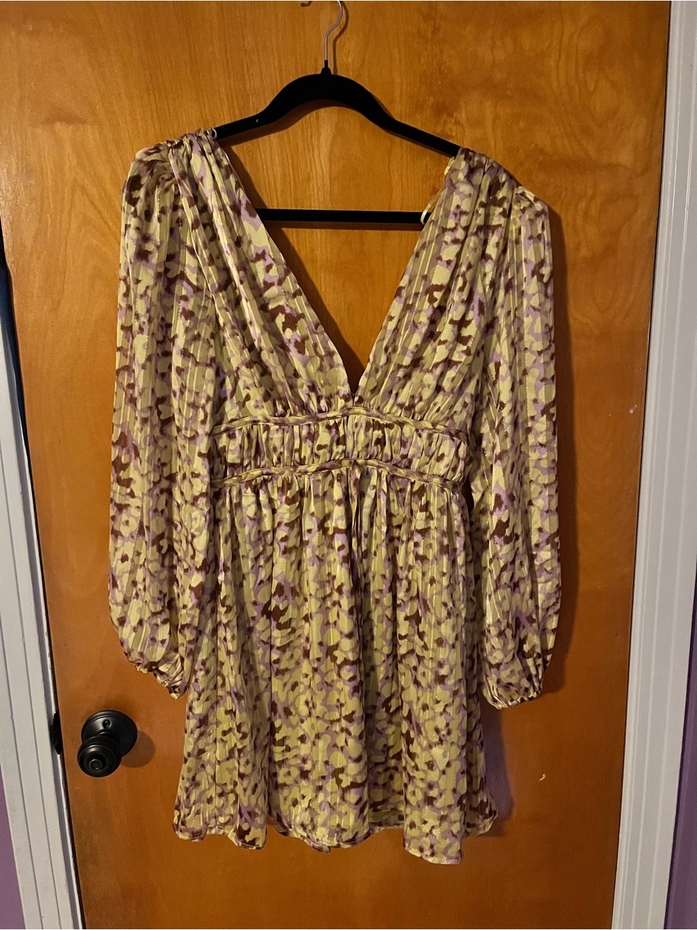 Lush boutique flowy green and purple fairy dress NWT